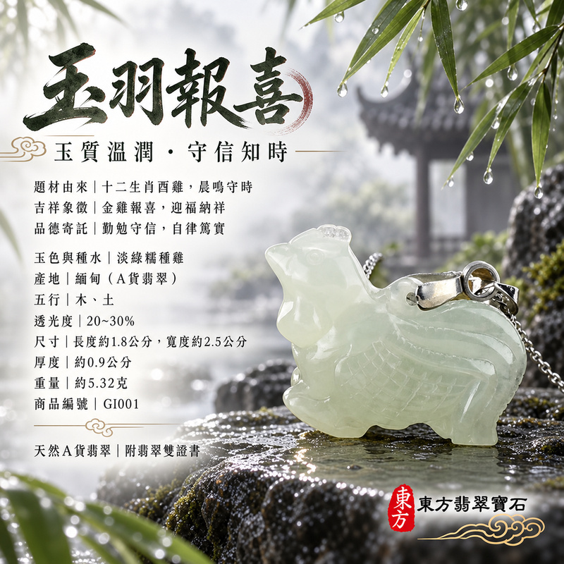 已售出可訂做|翡翠生肖雞項鍊玉珮|金雞報喜・勤勉守時・吉祥納福・前程光明・平安吉祥|天然A貨翡翠・緬甸玉・淡綠・糯種|金雞報喜|雞玉珮・雞玉墜・雞吊墜・翡翠雞牌・雞項鍊・緬甸玉項鍊・A貨翡翠項鍊|GI001|男女翡翠項鍊・送禮收藏|客製化訂做翡翠雞玉珮、翡翠雞玉墜、翡翠雞吊墜、翡翠雞項鍊|附A貨翡翠雙證書・東方翡翠寶石 已售出可訂做|翡翠生肖雞項鍊玉珮|金雞報喜・勤勉守時・吉祥納福・前程光明・平安吉祥|天然A貨翡翠・緬甸玉・淡綠・糯種|金雞報喜|雞玉珮・雞玉墜・雞吊墜・翡翠雞牌・雞項鍊・緬甸玉項鍊・A貨翡翠項鍊|GI001|男女翡翠項鍊・送禮收藏|客製化訂做翡翠雞玉珮、翡翠雞玉墜、翡翠雞吊墜、翡翠雞項鍊|附A貨翡翠雙證書・東方翡翠寶石