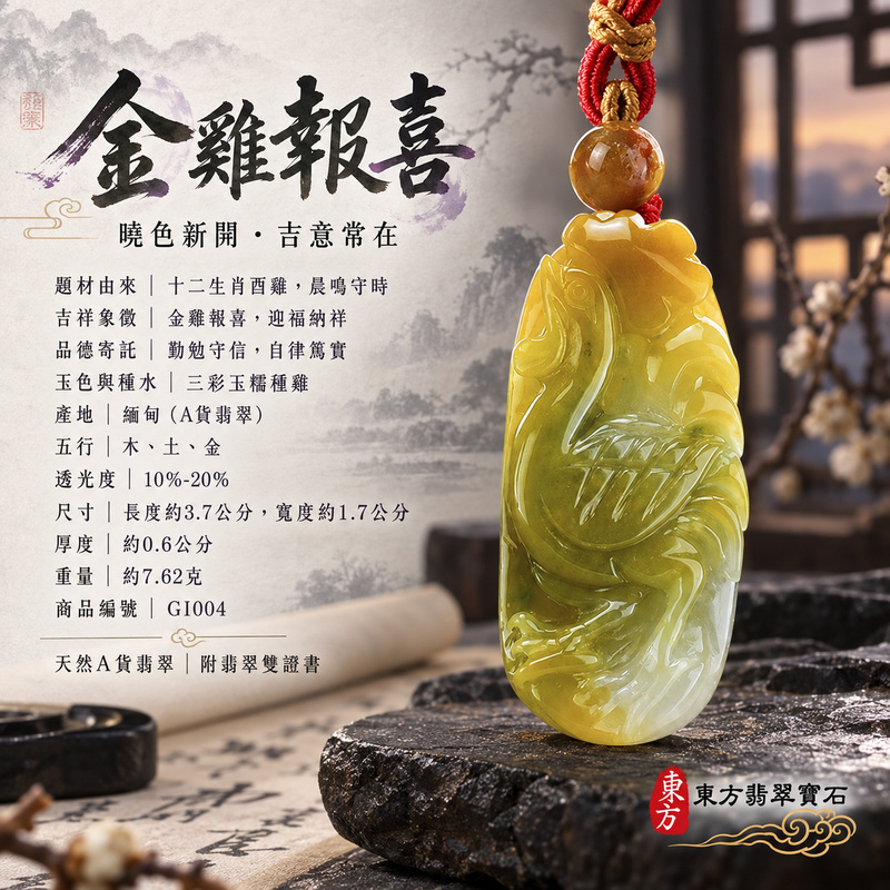 翡翠生肖雞項鍊玉珮|金雞報喜・勤勉守時・吉祥納福・前程光明・平安吉祥|天然A貨翡翠・緬甸玉・糯種・油青種・三彩|金雞報喜|雞玉珮・雞玉墜・雞吊墜・翡翠雞牌・雞項鍊・緬甸玉項鍊・A貨翡翠項鍊|GI004|男女翡翠項鍊・送禮收藏|客製化訂做翡翠雞玉珮、翡翠雞玉墜、翡翠雞吊墜、翡翠雞項鍊|附A貨翡翠雙證書・東方翡翠寶石 翡翠生肖雞項鍊玉珮|金雞報喜・勤勉守時・吉祥納福・前程光明・平安吉祥|天然A貨翡翠・緬甸玉・糯種・油青種・三彩|金雞報喜|雞玉珮・雞玉墜・雞吊墜・翡翠雞牌・雞項鍊・緬甸玉項鍊・A貨翡翠項鍊|GI004|男女翡翠項鍊・送禮收藏|客製化訂做翡翠雞玉珮、翡翠雞玉墜、翡翠雞吊墜、翡翠雞項鍊|附A貨翡翠雙證書・東方翡翠寶石