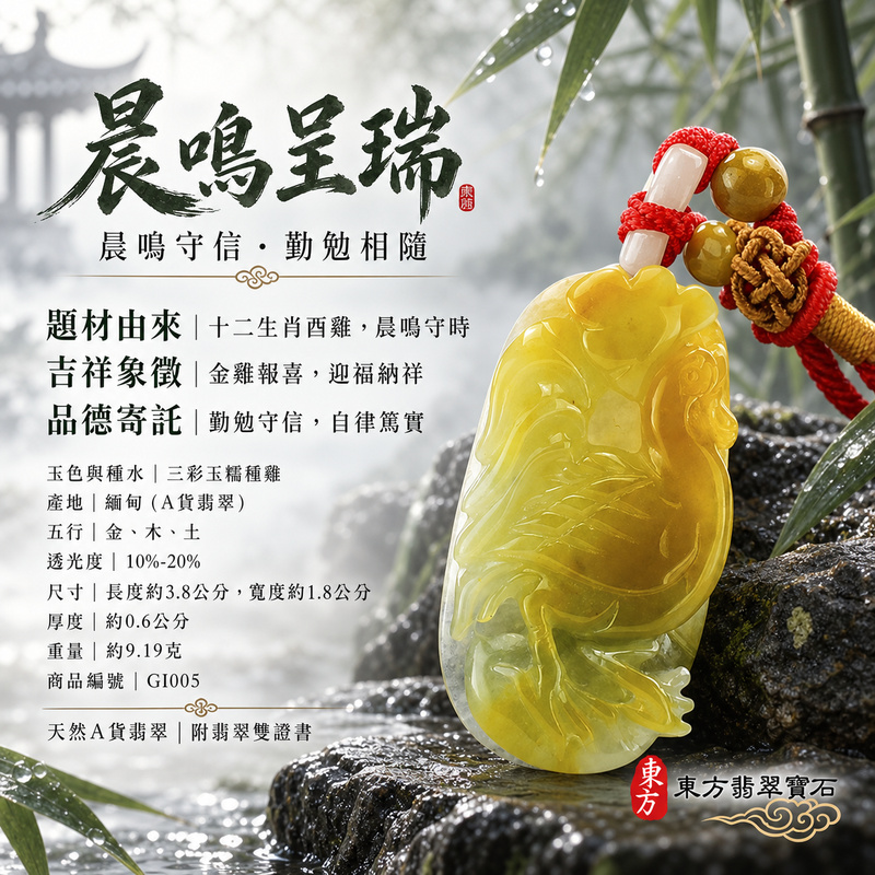 已售出可訂做|翡翠生肖雞項鍊玉珮|金雞報喜・勤勉守時・吉祥納福・前程光明・平安吉祥|天然A貨翡翠・緬甸玉・糯種・三彩|金雞報喜|雞玉珮・雞玉墜・雞吊墜・翡翠雞牌・雞項鍊・緬甸玉項鍊・A貨翡翠項鍊|GI005|男女翡翠項鍊・送禮收藏|客製化訂做翡翠雞玉珮、翡翠雞玉墜、翡翠雞吊墜、翡翠雞項鍊|附A貨翡翠雙證書・東方翡翠寶石 已售出可訂做|翡翠生肖雞項鍊玉珮|金雞報喜・勤勉守時・吉祥納福・前程光明・平安吉祥|天然A貨翡翠・緬甸玉・糯種・三彩|金雞報喜|雞玉珮・雞玉墜・雞吊墜・翡翠雞牌・雞項鍊・緬甸玉項鍊・A貨翡翠項鍊|GI005|男女翡翠項鍊・送禮收藏|客製化訂做翡翠雞玉珮、翡翠雞玉墜、翡翠雞吊墜、翡翠雞項鍊|附A貨翡翠雙證書・東方翡翠寶石