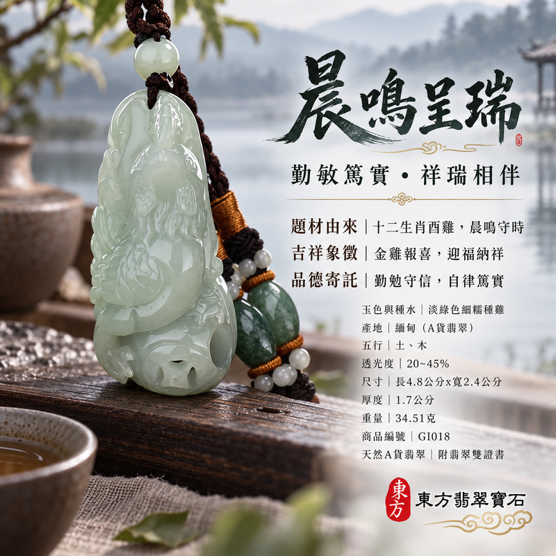 已售出可訂做|翡翠生肖雞項鍊玉珮|金雞報喜・勤勉守時・吉祥納福・前程光明・平安吉祥・萬事如意|天然A貨翡翠・緬甸玉・淡綠色・細糯種|雞祥如意|雞玉珮・雞玉墜・雞吊墜・翡翠雞牌・雞項鍊・緬甸玉項鍊・A貨翡翠項鍊|GI018|男女翡翠項鍊・送禮收藏|客製化訂做翡翠雞玉珮、翡翠雞玉墜、翡翠雞吊墜、翡翠雞項鍊|附A貨翡翠雙證書・東方翡翠寶石 已售出可訂做|翡翠生肖雞項鍊玉珮|金雞報喜・勤勉守時・吉祥納福・前程光明・平安吉祥・萬事如意|天然A貨翡翠・緬甸玉・淡綠色・細糯種|雞祥如意|雞玉珮・雞玉墜・雞吊墜・翡翠雞牌・雞項鍊・緬甸玉項鍊・A貨翡翠項鍊|GI018|男女翡翠項鍊・送禮收藏|客製化訂做翡翠雞玉珮、翡翠雞玉墜、翡翠雞吊墜、翡翠雞項鍊|附A貨翡翠雙證書・東方翡翠寶石