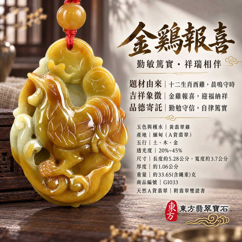 翡翠生肖雞項鍊玉珮|金雞報喜・勤勉守時・吉祥納福・前程光明・平安吉祥・萬事如意|天然A貨翡翠・緬甸玉・黃翡翠|雞祥如意|雞玉珮・雞玉墜・雞吊墜・翡翠雞牌・雞項鍊・緬甸玉項鍊・A貨翡翠項鍊|GI033|男女翡翠項鍊・送禮收藏|客製化訂做翡翠雞玉珮、翡翠雞玉墜、翡翠雞吊墜、翡翠雞項鍊|附A貨翡翠雙證書・東方翡翠寶石 翡翠生肖雞項鍊玉珮|金雞報喜・勤勉守時・吉祥納福・前程光明・平安吉祥・萬事如意|天然A貨翡翠・緬甸玉・黃翡翠|雞祥如意|雞玉珮・雞玉墜・雞吊墜・翡翠雞牌・雞項鍊・緬甸玉項鍊・A貨翡翠項鍊|GI033|男女翡翠項鍊・送禮收藏|客製化訂做翡翠雞玉珮、翡翠雞玉墜、翡翠雞吊墜、翡翠雞項鍊|附A貨翡翠雙證書・東方翡翠寶石