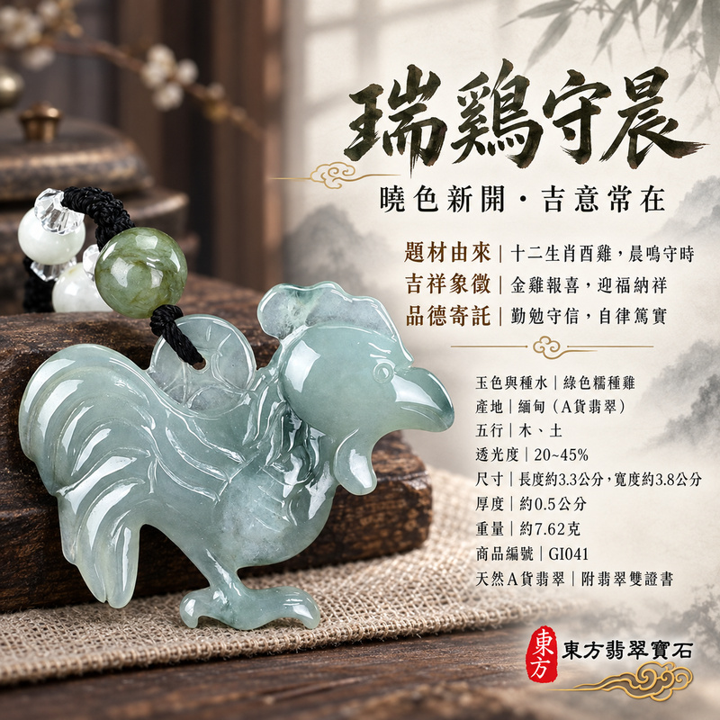 翡翠生肖雞項鍊玉珮|金雞報喜・勤勉守時・吉祥納福・前程光明・平安吉祥|天然A貨翡翠・緬甸玉・綠色・糯種|金雞報喜|雞玉珮・雞玉墜・雞吊墜・翡翠雞牌・雞項鍊・緬甸玉項鍊・A貨翡翠項鍊|GI041|男女翡翠項鍊・送禮收藏|客製化訂做翡翠雞玉珮、翡翠雞玉墜、翡翠雞吊墜、翡翠雞項鍊|附A貨翡翠雙證書・東方翡翠寶石 翡翠生肖雞項鍊玉珮|金雞報喜・勤勉守時・吉祥納福・前程光明・平安吉祥|天然A貨翡翠・緬甸玉・綠色・糯種|金雞報喜|雞玉珮・雞玉墜・雞吊墜・翡翠雞牌・雞項鍊・緬甸玉項鍊・A貨翡翠項鍊|GI041|男女翡翠項鍊・送禮收藏|客製化訂做翡翠雞玉珮、翡翠雞玉墜、翡翠雞吊墜、翡翠雞項鍊|附A貨翡翠雙證書・東方翡翠寶石