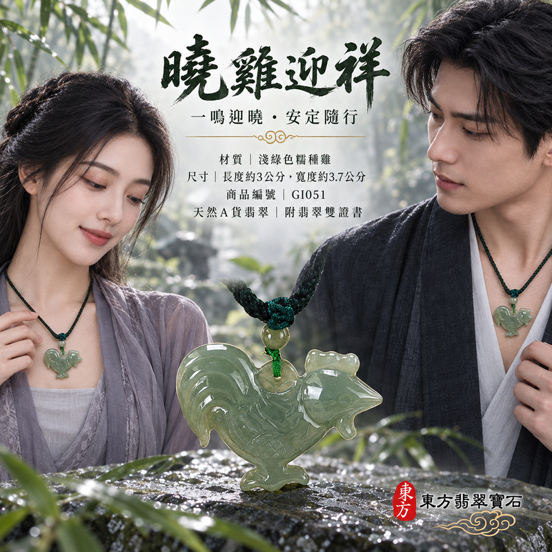 翡翠生肖雞項鍊玉珮|金雞報喜・勤勉守時・吉祥納福・前程光明・平安吉祥|天然A貨翡翠・緬甸玉・淺綠色・糯種|金雞報喜|雞玉珮・雞玉墜・雞吊墜・翡翠雞牌・雞項鍊・緬甸玉項鍊・A貨翡翠項鍊|GI051|男女翡翠項鍊・送禮收藏|客製化訂做翡翠雞玉珮、翡翠雞玉墜、翡翠雞吊墜、翡翠雞項鍊|附A貨翡翠雙證書・東方翡翠寶石 翡翠生肖雞項鍊玉珮|金雞報喜・勤勉守時・吉祥納福・前程光明・平安吉祥|天然A貨翡翠・緬甸玉・淺綠色・糯種|金雞報喜|雞玉珮・雞玉墜・雞吊墜・翡翠雞牌・雞項鍊・緬甸玉項鍊・A貨翡翠項鍊|GI051|男女翡翠項鍊・送禮收藏|客製化訂做翡翠雞玉珮、翡翠雞玉墜、翡翠雞吊墜、翡翠雞項鍊|附A貨翡翠雙證書・東方翡翠寶石