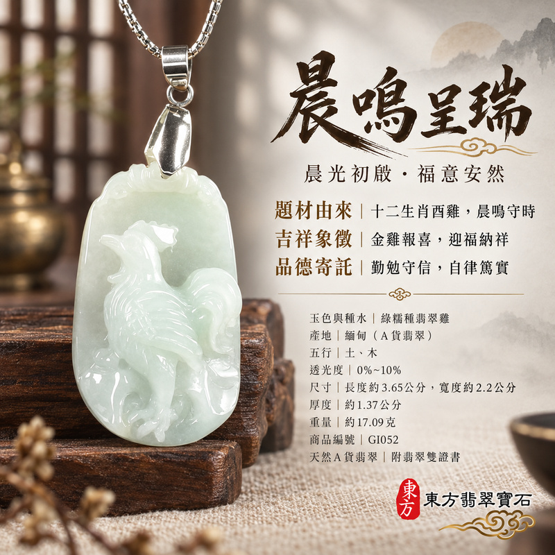 已售出可訂做|翡翠生肖雞項鍊玉珮|金雞報喜・勤勉守時・吉祥納福・前程光明・平安吉祥・萬事如意・瑞氣相隨|天然A貨翡翠・緬甸玉・糯種|雞祥如意|雞玉珮・雞玉墜・雞吊墜・翡翠雞牌・雞項鍊・緬甸玉項鍊・A貨翡翠項鍊|GI052|男女翡翠項鍊・送禮收藏|客製化訂做翡翠雞玉珮、翡翠雞玉墜、翡翠雞吊墜、翡翠雞項鍊|附A貨翡翠雙證書・東方翡翠寶石 已售出可訂做|翡翠生肖雞項鍊玉珮|金雞報喜・勤勉守時・吉祥納福・前程光明・平安吉祥・萬事如意・瑞氣相隨|天然A貨翡翠・緬甸玉・糯種|雞祥如意|雞玉珮・雞玉墜・雞吊墜・翡翠雞牌・雞項鍊・緬甸玉項鍊・A貨翡翠項鍊|GI052|男女翡翠項鍊・送禮收藏|客製化訂做翡翠雞玉珮、翡翠雞玉墜、翡翠雞吊墜、翡翠雞項鍊|附A貨翡翠雙證書・東方翡翠寶石