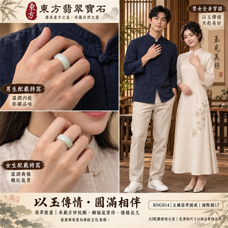 A貨緬甸天然翡翠戒指|豆種翡翠圓戒 國際圍17|豆種晶粒質感 自然玉石紋理 樸實典雅的東方玉飾風格|圓形戒身寄寓圓滿和合、平安順遂、吉祥如意、福氣常伴與情緣長久|翡翠玉戒 緬甸玉戒指 圓戒 版指戒 版戒指 板指戒|日常佩戴 自用收藏 生日贈禮 紀念日心意 結婚戒指與情侶對戒選款|可客製化訂做各式翡翠戒指、吊墜、玉珮與項鍊|RNG814|附A貨翡翠雙證書2 A貨緬甸天然翡翠戒指|豆種翡翠圓戒 國際圍17|豆種晶粒質感 自然玉石紋理 樸實典雅的東方玉飾風格|圓形戒身寄寓圓滿和合、平安順遂、吉祥如意、福氣常伴與情緣長久|翡翠玉戒 緬甸玉戒指 圓戒 版指戒 版戒指 板指戒|日常佩戴 自用收藏 生日贈禮 紀念日心意 結婚戒指與情侶對戒選款|可客製化訂做各式翡翠戒指、吊墜、玉珮與項鍊|RNG814|附A貨翡翠雙證書2