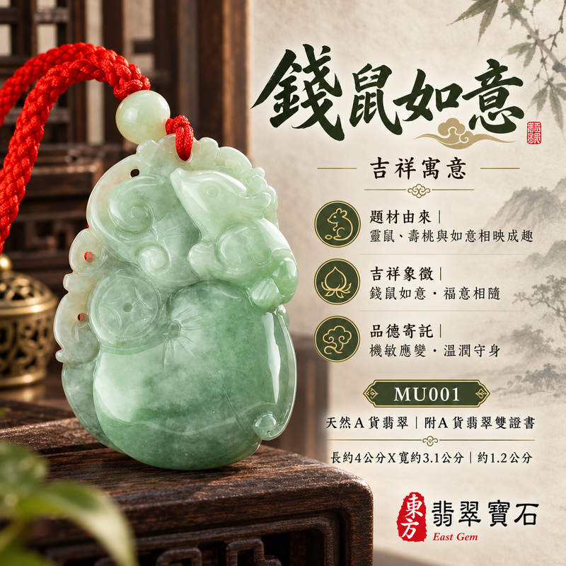 翡翠生肖鼠項鍊玉珮|靈巧機敏・福祿豐足・家業興旺・福運相隨・平安吉祥・萬事如意・福壽安康|天然A貨翡翠・緬甸玉・豆種|老鼠偷桃帶如意,錢鼠如意|鼠玉珮・鼠玉墜・鼠吊墜・翡翠鼠牌・鼠項鍊・緬甸玉項鍊・A貨翡翠項鍊|MU001|男女翡翠項鍊・送禮收藏|客製化訂做翡翠鼠玉珮、翡翠鼠玉墜、翡翠鼠吊墜、翡翠鼠項鍊|附A貨翡翠雙證書・東方翡翠寶石 翡翠生肖鼠項鍊玉珮|靈巧機敏・福祿豐足・家業興旺・福運相隨・平安吉祥・萬事如意・福壽安康|天然A貨翡翠・緬甸玉・豆種|老鼠偷桃帶如意,錢鼠如意|鼠玉珮・鼠玉墜・鼠吊墜・翡翠鼠牌・鼠項鍊・緬甸玉項鍊・A貨翡翠項鍊|MU001|男女翡翠項鍊・送禮收藏|客製化訂做翡翠鼠玉珮、翡翠鼠玉墜、翡翠鼠吊墜、翡翠鼠項鍊|附A貨翡翠雙證書・東方翡翠寶石