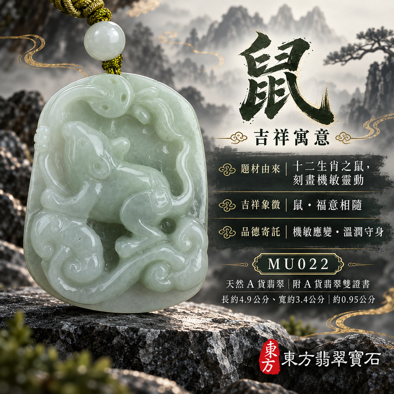 翡翠生肖鼠項鍊玉珮|靈巧機敏・福祿豐足・家業興旺・福運相隨・平安吉祥|天然A貨翡翠・緬甸玉・糯豆種|生肖鼠|鼠玉珮・鼠玉墜・鼠吊墜・翡翠鼠牌・鼠項鍊・緬甸玉項鍊・A貨翡翠項鍊|MU022|男女翡翠項鍊・送禮收藏|客製化訂做翡翠鼠玉珮、翡翠鼠玉墜、翡翠鼠吊墜、翡翠鼠項鍊|附A貨翡翠雙證書・東方翡翠寶石 翡翠生肖鼠項鍊玉珮|靈巧機敏・福祿豐足・家業興旺・福運相隨・平安吉祥|天然A貨翡翠・緬甸玉・糯豆種|生肖鼠|鼠玉珮・鼠玉墜・鼠吊墜・翡翠鼠牌・鼠項鍊・緬甸玉項鍊・A貨翡翠項鍊|MU022|男女翡翠項鍊・送禮收藏|客製化訂做翡翠鼠玉珮、翡翠鼠玉墜、翡翠鼠吊墜、翡翠鼠項鍊|附A貨翡翠雙證書・東方翡翠寶石