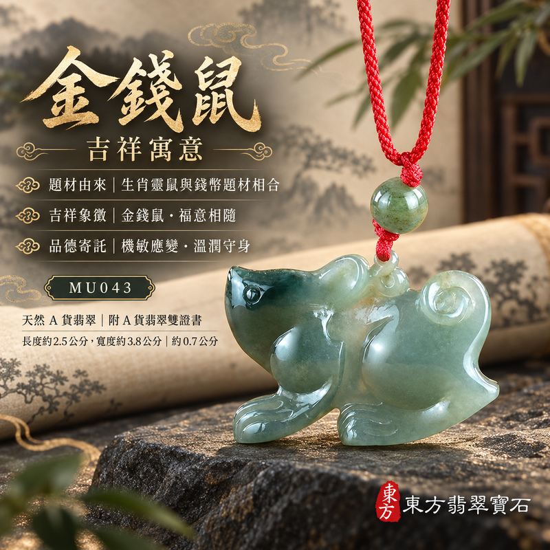 翡翠生肖鼠項鍊玉珮|靈巧機敏・福祿豐足・家業興旺・福運相隨・平安吉祥|天然A貨翡翠・緬甸玉・淺綠色・糯種|金錢鼠|鼠玉珮・鼠玉墜・鼠吊墜・翡翠鼠牌・鼠項鍊・緬甸玉項鍊・A貨翡翠項鍊|MU043|男女翡翠項鍊・送禮收藏|客製化訂做翡翠鼠玉珮、翡翠鼠玉墜、翡翠鼠吊墜、翡翠鼠項鍊|附A貨翡翠雙證書・東方翡翠寶石 翡翠生肖鼠項鍊玉珮|靈巧機敏・福祿豐足・家業興旺・福運相隨・平安吉祥|天然A貨翡翠・緬甸玉・淺綠色・糯種|金錢鼠|鼠玉珮・鼠玉墜・鼠吊墜・翡翠鼠牌・鼠項鍊・緬甸玉項鍊・A貨翡翠項鍊|MU043|男女翡翠項鍊・送禮收藏|客製化訂做翡翠鼠玉珮、翡翠鼠玉墜、翡翠鼠吊墜、翡翠鼠項鍊|附A貨翡翠雙證書・東方翡翠寶石