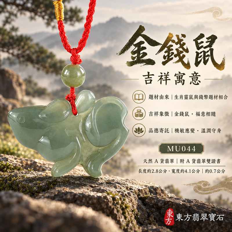 翡翠生肖鼠項鍊玉珮|靈巧機敏・福祿豐足・家業興旺・福運相隨・平安吉祥|天然A貨翡翠・緬甸玉・淺綠色・糯種|金錢鼠|鼠玉珮・鼠玉墜・鼠吊墜・翡翠鼠牌・鼠項鍊・緬甸玉項鍊・A貨翡翠項鍊|MU044|男女翡翠項鍊・送禮收藏|客製化訂做翡翠鼠玉珮、翡翠鼠玉墜、翡翠鼠吊墜、翡翠鼠項鍊|附A貨翡翠雙證書・東方翡翠寶石 翡翠生肖鼠項鍊玉珮|靈巧機敏・福祿豐足・家業興旺・福運相隨・平安吉祥|天然A貨翡翠・緬甸玉・淺綠色・糯種|金錢鼠|鼠玉珮・鼠玉墜・鼠吊墜・翡翠鼠牌・鼠項鍊・緬甸玉項鍊・A貨翡翠項鍊|MU044|男女翡翠項鍊・送禮收藏|客製化訂做翡翠鼠玉珮、翡翠鼠玉墜、翡翠鼠吊墜、翡翠鼠項鍊|附A貨翡翠雙證書・東方翡翠寶石