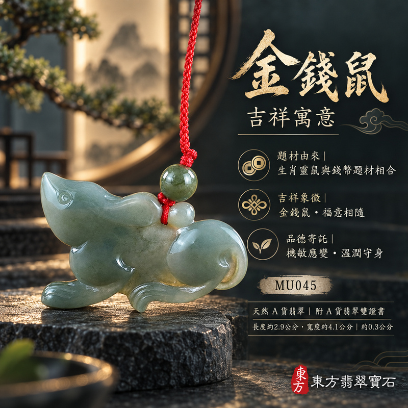 翡翠生肖鼠項鍊玉珮|靈巧機敏・福祿豐足・家業興旺・福運相隨・平安吉祥|天然A貨翡翠・緬甸玉・淺綠色・糯種|金錢鼠|鼠玉珮・鼠玉墜・鼠吊墜・翡翠鼠牌・鼠項鍊・緬甸玉項鍊・A貨翡翠項鍊|MU045|男女翡翠項鍊・送禮收藏|客製化訂做翡翠鼠玉珮、翡翠鼠玉墜、翡翠鼠吊墜、翡翠鼠項鍊|附A貨翡翠雙證書・東方翡翠寶石 翡翠生肖鼠項鍊玉珮|靈巧機敏・福祿豐足・家業興旺・福運相隨・平安吉祥|天然A貨翡翠・緬甸玉・淺綠色・糯種|金錢鼠|鼠玉珮・鼠玉墜・鼠吊墜・翡翠鼠牌・鼠項鍊・緬甸玉項鍊・A貨翡翠項鍊|MU045|男女翡翠項鍊・送禮收藏|客製化訂做翡翠鼠玉珮、翡翠鼠玉墜、翡翠鼠吊墜、翡翠鼠項鍊|附A貨翡翠雙證書・東方翡翠寶石