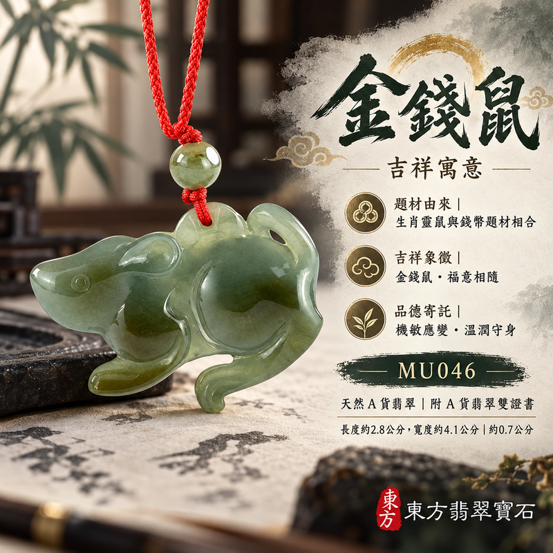 翡翠生肖鼠項鍊玉珮|靈巧機敏・福祿豐足・家業興旺・福運相隨・平安吉祥|天然A貨翡翠・緬甸玉・淺綠色・糯種|金錢鼠|鼠玉珮・鼠玉墜・鼠吊墜・翡翠鼠牌・鼠項鍊・緬甸玉項鍊・A貨翡翠項鍊|MU046|男女翡翠項鍊・送禮收藏|客製化訂做翡翠鼠玉珮、翡翠鼠玉墜、翡翠鼠吊墜、翡翠鼠項鍊|附A貨翡翠雙證書・東方翡翠寶石 翡翠生肖鼠項鍊玉珮|靈巧機敏・福祿豐足・家業興旺・福運相隨・平安吉祥|天然A貨翡翠・緬甸玉・淺綠色・糯種|金錢鼠|鼠玉珮・鼠玉墜・鼠吊墜・翡翠鼠牌・鼠項鍊・緬甸玉項鍊・A貨翡翠項鍊|MU046|男女翡翠項鍊・送禮收藏|客製化訂做翡翠鼠玉珮、翡翠鼠玉墜、翡翠鼠吊墜、翡翠鼠項鍊|附A貨翡翠雙證書・東方翡翠寶石