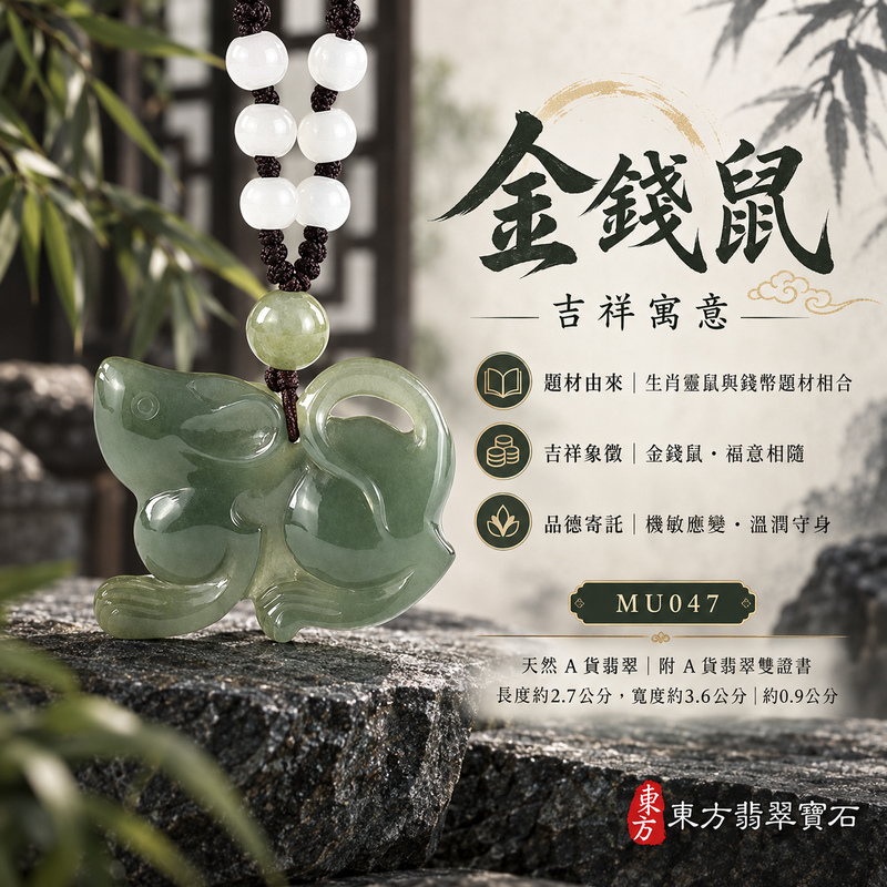 翡翠生肖鼠項鍊玉珮|靈巧機敏・福祿豐足・家業興旺・福運相隨・平安吉祥|天然A貨翡翠・緬甸玉・淺綠色・糯種|金錢鼠|鼠玉珮・鼠玉墜・鼠吊墜・翡翠鼠牌・鼠項鍊・緬甸玉項鍊・A貨翡翠項鍊|MU047|男女翡翠項鍊・送禮收藏|客製化訂做翡翠鼠玉珮、翡翠鼠玉墜、翡翠鼠吊墜、翡翠鼠項鍊|附A貨翡翠雙證書・東方翡翠寶石 翡翠生肖鼠項鍊玉珮|靈巧機敏・福祿豐足・家業興旺・福運相隨・平安吉祥|天然A貨翡翠・緬甸玉・淺綠色・糯種|金錢鼠|鼠玉珮・鼠玉墜・鼠吊墜・翡翠鼠牌・鼠項鍊・緬甸玉項鍊・A貨翡翠項鍊|MU047|男女翡翠項鍊・送禮收藏|客製化訂做翡翠鼠玉珮、翡翠鼠玉墜、翡翠鼠吊墜、翡翠鼠項鍊|附A貨翡翠雙證書・東方翡翠寶石