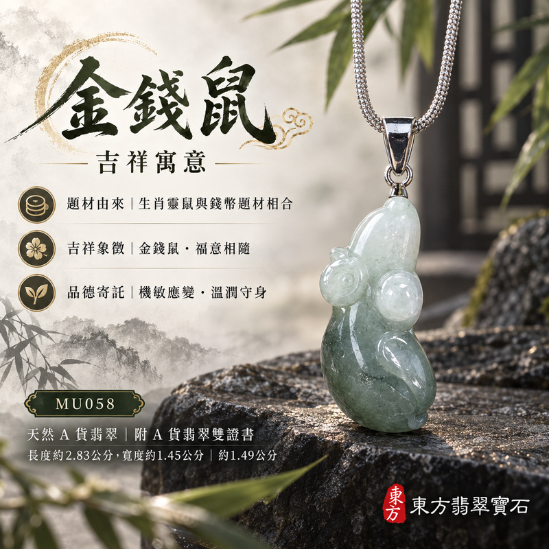 翡翠生肖鼠項鍊玉珮|靈巧機敏・福祿豐足・家業興旺・福運相隨・平安吉祥|天然A貨翡翠・緬甸玉・綠色・糯種|金錢鼠|鼠玉珮・鼠玉墜・鼠吊墜・翡翠鼠牌・鼠項鍊・緬甸玉項鍊・A貨翡翠項鍊|MU058|男女翡翠項鍊・送禮收藏|客製化訂做翡翠鼠玉珮、翡翠鼠玉墜、翡翠鼠吊墜、翡翠鼠項鍊|附A貨翡翠雙證書・東方翡翠寶石 翡翠生肖鼠項鍊玉珮|靈巧機敏・福祿豐足・家業興旺・福運相隨・平安吉祥|天然A貨翡翠・緬甸玉・綠色・糯種|金錢鼠|鼠玉珮・鼠玉墜・鼠吊墜・翡翠鼠牌・鼠項鍊・緬甸玉項鍊・A貨翡翠項鍊|MU058|男女翡翠項鍊・送禮收藏|客製化訂做翡翠鼠玉珮、翡翠鼠玉墜、翡翠鼠吊墜、翡翠鼠項鍊|附A貨翡翠雙證書・東方翡翠寶石