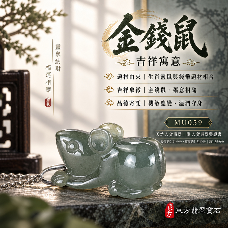 翡翠生肖鼠項鍊玉珮|靈巧機敏・福祿豐足・家業興旺・福運相隨・平安吉祥|天然A貨翡翠・緬甸玉・綠色・糯種|金錢鼠|鼠玉珮・鼠玉墜・鼠吊墜・翡翠鼠牌・鼠項鍊・緬甸玉項鍊・A貨翡翠項鍊|MU059|男女翡翠項鍊・送禮收藏|客製化訂做翡翠鼠玉珮、翡翠鼠玉墜、翡翠鼠吊墜、翡翠鼠項鍊|附A貨翡翠雙證書・東方翡翠寶石 翡翠生肖鼠項鍊玉珮|靈巧機敏・福祿豐足・家業興旺・福運相隨・平安吉祥|天然A貨翡翠・緬甸玉・綠色・糯種|金錢鼠|鼠玉珮・鼠玉墜・鼠吊墜・翡翠鼠牌・鼠項鍊・緬甸玉項鍊・A貨翡翠項鍊|MU059|男女翡翠項鍊・送禮收藏|客製化訂做翡翠鼠玉珮、翡翠鼠玉墜、翡翠鼠吊墜、翡翠鼠項鍊|附A貨翡翠雙證書・東方翡翠寶石