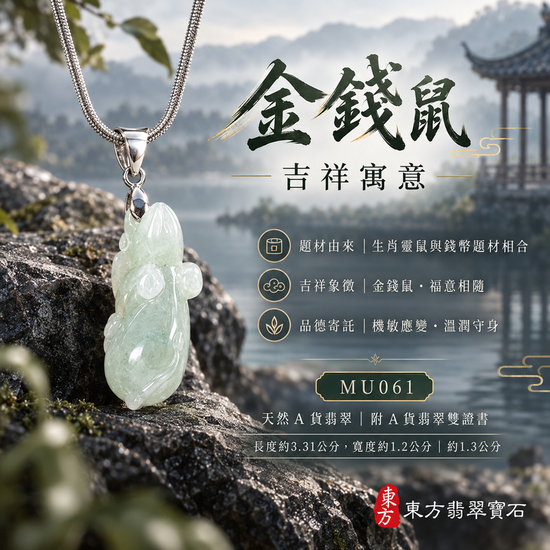 翡翠生肖鼠項鍊玉珮|靈巧機敏・福祿豐足・家業興旺・福運相隨・平安吉祥|天然A貨翡翠・緬甸玉・綠色・糯種|金錢鼠|鼠玉珮・鼠玉墜・鼠吊墜・翡翠鼠牌・鼠項鍊・緬甸玉項鍊・A貨翡翠項鍊|MU061|男女翡翠項鍊・送禮收藏|客製化訂做翡翠鼠玉珮、翡翠鼠玉墜、翡翠鼠吊墜、翡翠鼠項鍊|附A貨翡翠雙證書・東方翡翠寶石 翡翠生肖鼠項鍊玉珮|靈巧機敏・福祿豐足・家業興旺・福運相隨・平安吉祥|天然A貨翡翠・緬甸玉・綠色・糯種|金錢鼠|鼠玉珮・鼠玉墜・鼠吊墜・翡翠鼠牌・鼠項鍊・緬甸玉項鍊・A貨翡翠項鍊|MU061|男女翡翠項鍊・送禮收藏|客製化訂做翡翠鼠玉珮、翡翠鼠玉墜、翡翠鼠吊墜、翡翠鼠項鍊|附A貨翡翠雙證書・東方翡翠寶石