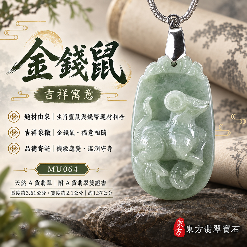 翡翠生肖鼠項鍊玉珮|靈巧機敏・福祿豐足・家業興旺・福運相隨・平安吉祥|天然A貨翡翠・緬甸玉・綠色・糯種|金錢鼠|鼠玉珮・鼠玉墜・鼠吊墜・翡翠鼠牌・鼠項鍊・緬甸玉項鍊・A貨翡翠項鍊|MU064|男女翡翠項鍊・送禮收藏|客製化訂做翡翠鼠玉珮、翡翠鼠玉墜、翡翠鼠吊墜、翡翠鼠項鍊|附A貨翡翠雙證書・東方翡翠寶石 翡翠生肖鼠項鍊玉珮|靈巧機敏・福祿豐足・家業興旺・福運相隨・平安吉祥|天然A貨翡翠・緬甸玉・綠色・糯種|金錢鼠|鼠玉珮・鼠玉墜・鼠吊墜・翡翠鼠牌・鼠項鍊・緬甸玉項鍊・A貨翡翠項鍊|MU064|男女翡翠項鍊・送禮收藏|客製化訂做翡翠鼠玉珮、翡翠鼠玉墜、翡翠鼠吊墜、翡翠鼠項鍊|附A貨翡翠雙證書・東方翡翠寶石