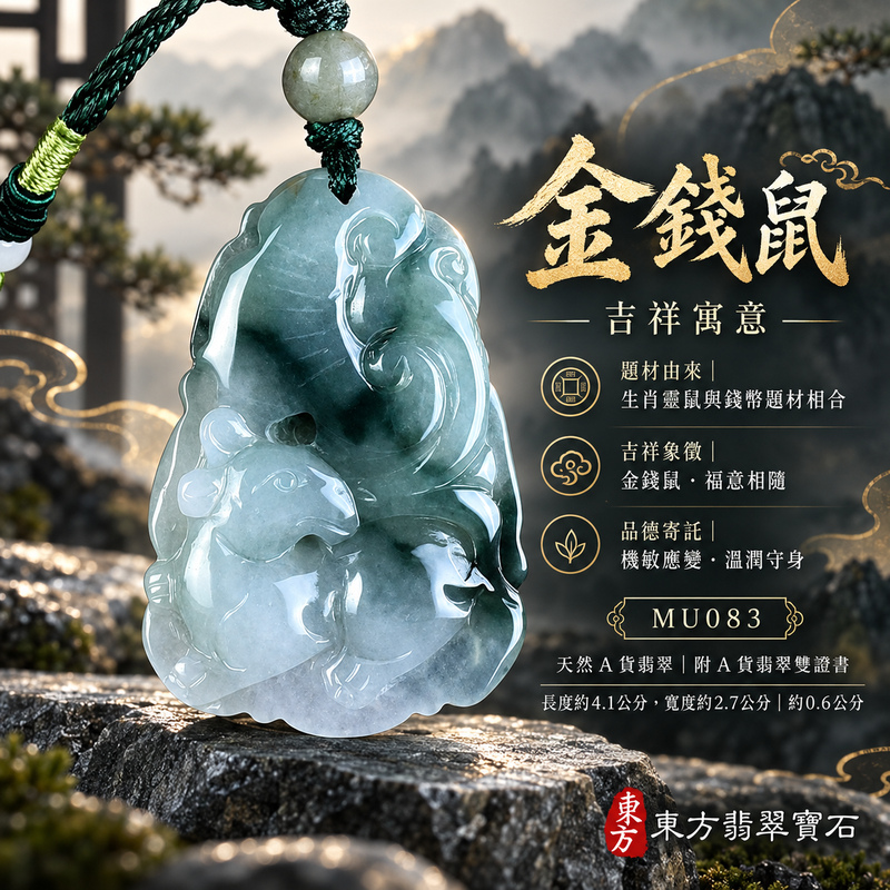 翡翠生肖鼠項鍊玉珮|靈巧機敏・福祿豐足・家業興旺・福運相隨・平安吉祥|天然A貨翡翠・緬甸玉・綠色・糯種|金錢鼠|鼠玉珮・鼠玉墜・鼠吊墜・翡翠鼠牌・鼠項鍊・緬甸玉項鍊・A貨翡翠項鍊|MU083|男女翡翠項鍊・送禮收藏|客製化訂做翡翠鼠玉珮、翡翠鼠玉墜、翡翠鼠吊墜、翡翠鼠項鍊|附A貨翡翠雙證書・東方翡翠寶石 翡翠生肖鼠項鍊玉珮|靈巧機敏・福祿豐足・家業興旺・福運相隨・平安吉祥|天然A貨翡翠・緬甸玉・綠色・糯種|金錢鼠|鼠玉珮・鼠玉墜・鼠吊墜・翡翠鼠牌・鼠項鍊・緬甸玉項鍊・A貨翡翠項鍊|MU083|男女翡翠項鍊・送禮收藏|客製化訂做翡翠鼠玉珮、翡翠鼠玉墜、翡翠鼠吊墜、翡翠鼠項鍊|附A貨翡翠雙證書・東方翡翠寶石