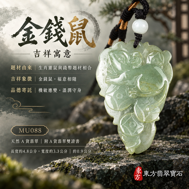 翡翠生肖鼠項鍊玉珮|靈巧機敏・福祿豐足・家業興旺・福運相隨・平安吉祥|天然A貨翡翠・緬甸玉・綠色・糯種|金錢鼠|鼠玉珮・鼠玉墜・鼠吊墜・翡翠鼠牌・鼠項鍊・緬甸玉項鍊・A貨翡翠項鍊|MU088|男女翡翠項鍊・送禮收藏|客製化訂做翡翠鼠玉珮、翡翠鼠玉墜、翡翠鼠吊墜、翡翠鼠項鍊|附A貨翡翠雙證書・東方翡翠寶石 翡翠生肖鼠項鍊玉珮|靈巧機敏・福祿豐足・家業興旺・福運相隨・平安吉祥|天然A貨翡翠・緬甸玉・綠色・糯種|金錢鼠|鼠玉珮・鼠玉墜・鼠吊墜・翡翠鼠牌・鼠項鍊・緬甸玉項鍊・A貨翡翠項鍊|MU088|男女翡翠項鍊・送禮收藏|客製化訂做翡翠鼠玉珮、翡翠鼠玉墜、翡翠鼠吊墜、翡翠鼠項鍊|附A貨翡翠雙證書・東方翡翠寶石