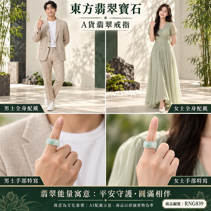 A貨緬甸天然翡翠戒指｜豆種翡翠圓戒 國際圍20｜豆種晶粒質感 自然玉石紋理 圓戒線條簡潔 樸實典雅的東方玉飾風格｜圓形戒身寄寓圓滿和合、平安順遂、吉祥如意、福氣常伴與情緣長久｜翡翠玉戒 緬甸玉戒指 圓戒 版指戒 版戒指 板指戒｜日常佩戴 自用收藏 生日贈禮 紀念日心意 結婚戒指與男女情侶對戒選款｜可客製化訂做各式翡翠戒指、吊墜、玉珮與項鍊｜RNG839｜附A貨翡翠雙證書2