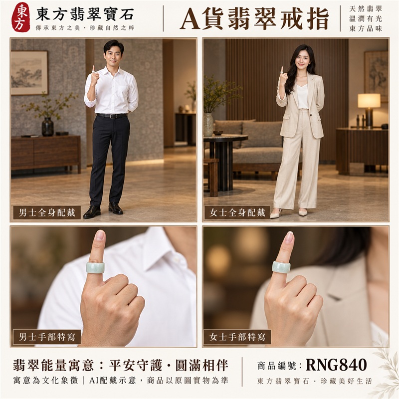 A貨緬甸天然翡翠戒指｜豆種翡翠圓戒 國際圍20｜豆種玉質觀感 天然翡翠紋理 簡約圓形戒身 含蓄耐看的東方珠寶韻味｜以玉寄福 圓戒寄託家庭和合、人際圓融、平安吉祥與長久相伴的美好心意｜翡翠玉戒 緬甸玉戒指 圓戒 版指戒 版戒指 板指戒｜日常佩戴 自用收藏 生日贈禮 紀念日心意 結婚戒指與男女情侶對戒選款｜可客製化訂做各式翡翠戒指、吊墜、玉珮與項鍊｜RNG840｜附A貨翡翠雙證書2