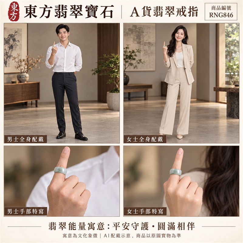 A貨緬甸天然翡翠戒指｜豆種翡翠圓戒 國際圍20｜豆種玉質觀感 天然翡翠紋理 簡約圓形戒身 含蓄耐看的東方珠寶韻味｜以玉寄福 圓戒寄託家庭和合、人際圓融、平安吉祥與長久相伴的美好心意｜翡翠玉戒 緬甸玉戒指 圓戒 版指戒 版戒指 板指戒｜日常佩戴 自用收藏 生日贈禮 紀念日心意 結婚戒指與男女情侶對戒選款｜可客製化訂做各式翡翠戒指、吊墜、玉珮與項鍊｜RNG846｜附A貨翡翠雙證書2