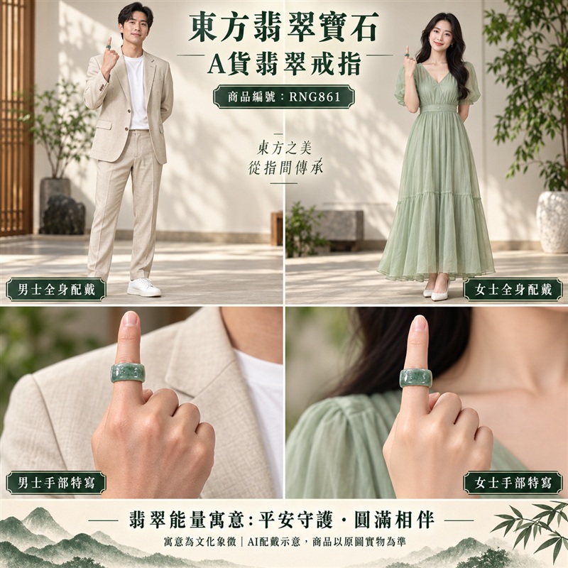 A貨緬甸天然翡翠戒指｜豆種翡翠圓戒 國際圍21｜豆種晶粒質感 自然玉石紋理 圓戒線條簡潔 樸實典雅的東方玉飾風格｜圓形戒身寄寓圓滿和合、平安順遂、吉祥如意、福氣常伴與情緣長久｜翡翠玉戒 緬甸玉戒指 圓戒 版指戒 版戒指 板指戒｜日常佩戴 自用收藏 生日贈禮 紀念日心意 結婚戒指與男女情侶對戒選款｜可客製化訂做各式翡翠戒指、吊墜、玉珮與項鍊｜RNG861｜附A貨翡翠雙證書2