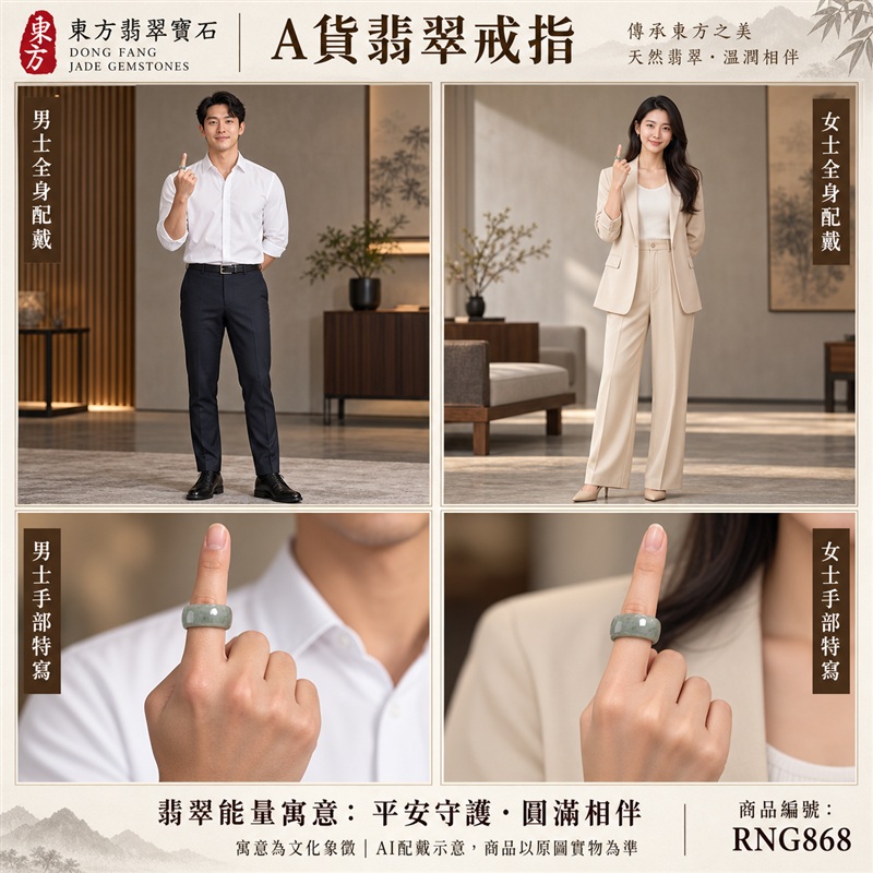 A貨緬甸天然翡翠戒指｜豆種翡翠圓戒 國際圍21｜豆種玉質觀感 天然翡翠紋理 簡約圓形戒身 含蓄耐看的東方珠寶韻味｜以玉寄福 圓戒寄託家庭和合、人際圓融、平安吉祥與長久相伴的美好心意｜翡翠玉戒 緬甸玉戒指 圓戒 版指戒 版戒指 板指戒｜日常佩戴 自用收藏 生日贈禮 紀念日心意 結婚戒指與男女情侶對戒選款｜可客製化訂做各式翡翠戒指、吊墜、玉珮與項鍊｜RNG868｜附A貨翡翠雙證書2
