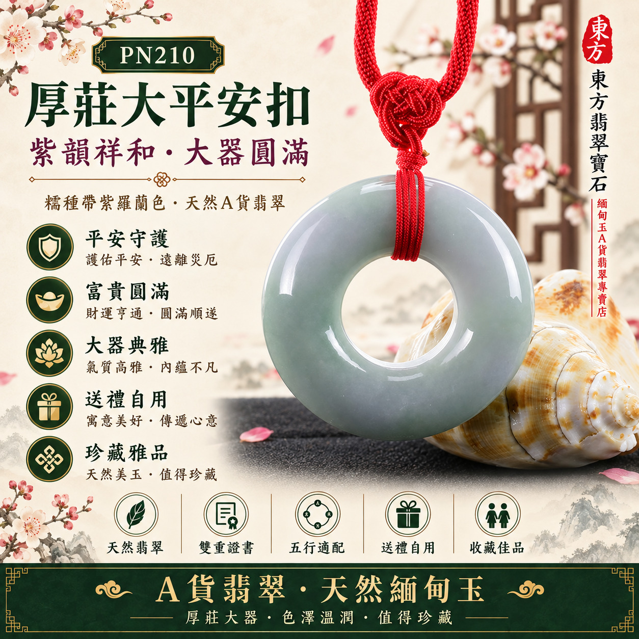 【A貨翡翠大平安扣項鍊玉珮|PN210|糯種紫羅蘭色緬甸玉、厚莊大器柔雅、紫韻圓滿平安吉祥】天然翡翠大平安扣玉墜,糯種帶紫羅蘭色呈現柔和細潤的天然玉質與優雅紫韻,厚莊大塊料展現沉穩份量與大器輪廓,寓意平安富貴、圓滿和合、紫氣祥瑞、福氣長伴、家庭安穩、生活順遂,適合男女大器佩戴、父母長輩贈禮、重要節慶祝福、天然紫羅蘭翡翠收藏與客製化訂做,PN210,附A貨翡翠雙證書1 【A貨翡翠大平安扣項鍊玉珮|PN210|糯種紫羅蘭色緬甸玉、厚莊大器柔雅、紫韻圓滿平安吉祥】天然翡翠大平安扣玉墜,糯種帶紫羅蘭色呈現柔和細潤的天然玉質與優雅紫韻,厚莊大塊料展現沉穩份量與大器輪廓,寓意平安富貴、圓滿和合、紫氣祥瑞、福氣長伴、家庭安穩、生活順遂,適合男女大器佩戴、父母長輩贈禮、重要節慶祝福、天然紫羅蘭翡翠收藏與客製化訂做,PN210,附A貨翡翠雙證書1