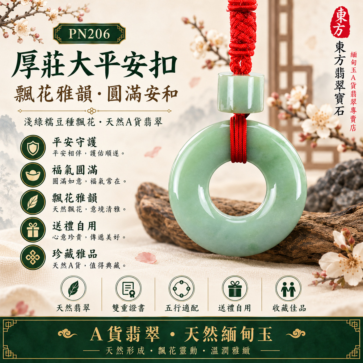 【A貨翡翠大平安扣項鍊玉珮|PN206|淺綠糯豆種飄花緬甸玉、厚莊大器天然花色、清雅生機圓滿平安】天然翡翠大平安扣玉墜,淺綠糯豆種搭配天然飄花呈現柔和玉色與自然花色層次,厚莊大塊料輪廓沉穩大方,寓意平安富貴、圓滿和合、自然生機、家庭安穩、生活順遂、福氣長伴,適合男女大器佩戴、父母長輩送禮、節慶祝福、天然飄花翡翠收藏與客製化訂做,PN206,附A貨翡翠雙證書1 【A貨翡翠大平安扣項鍊玉珮|PN206|淺綠糯豆種飄花緬甸玉、厚莊大器天然花色、清雅生機圓滿平安】天然翡翠大平安扣玉墜,淺綠糯豆種搭配天然飄花呈現柔和玉色與自然花色層次,厚莊大塊料輪廓沉穩大方,寓意平安富貴、圓滿和合、自然生機、家庭安穩、生活順遂、福氣長伴,適合男女大器佩戴、父母長輩送禮、節慶祝福、天然飄花翡翠收藏與客製化訂做,PN206,附A貨翡翠雙證書1