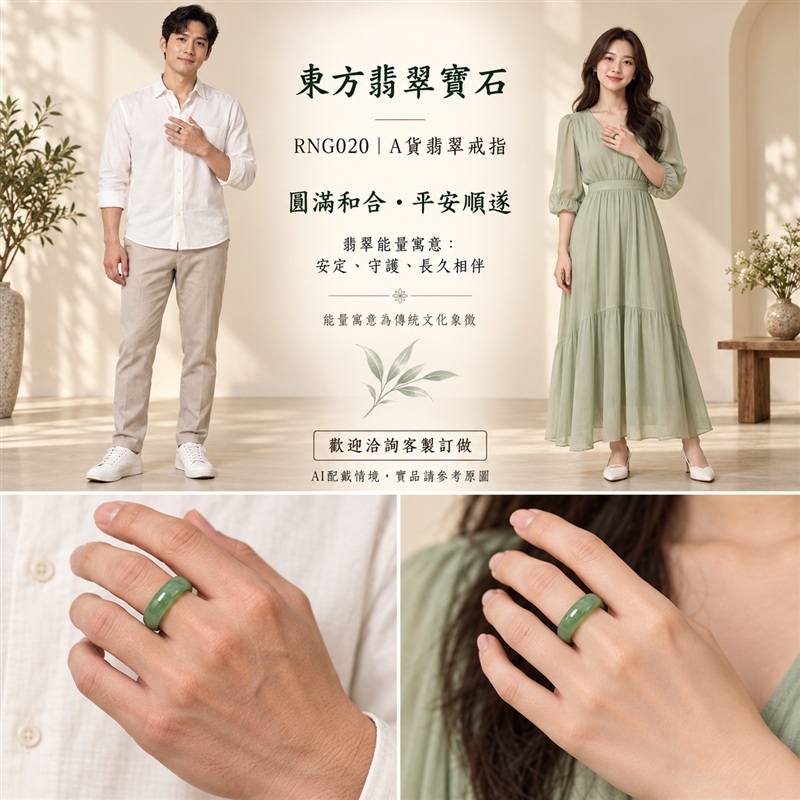 A貨緬甸天然翡翠戒指｜淡綠色糯種戒指 國際圍8｜綠意清雅 自然色調耐看 糯種溫潤觀感 簡潔戒形襯托東方玉飾氣質｜寓意圓滿和合、平安順遂、吉祥如意、福氣常伴、情緣長久｜翡翠玉戒 版指戒 結婚戒指 男女對戒 情侶對戒｜可客製訂做翡翠戒指、吊墜、玉珮、項鍊｜RNG020｜附A貨翡翠雙證書2