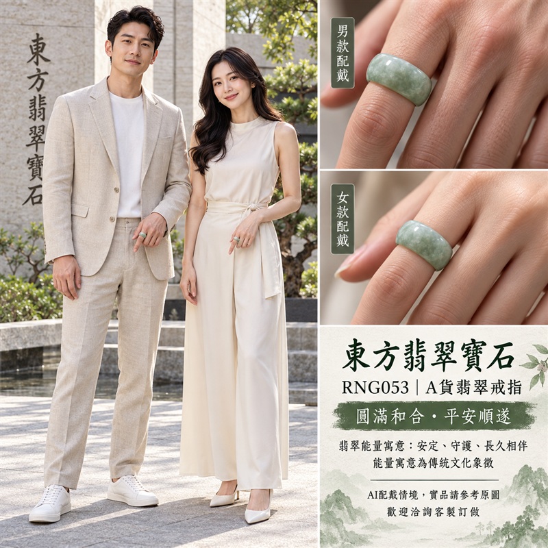 A貨緬甸天然翡翠戒指｜淡綠色糯種翡翠戒指 國際圍18｜綠意清雅 自然色調耐看 糯種溫潤觀感 簡潔戒形襯托東方玉飾氣質｜寓意圓滿和合、平安順遂、吉祥如意、福氣常伴、情緣長久｜翡翠玉戒 版指戒 結婚戒指 男女對戒 情侶對戒｜可客製訂做翡翠戒指、吊墜、玉珮、項鍊｜RNG053｜附A貨翡翠雙證書2