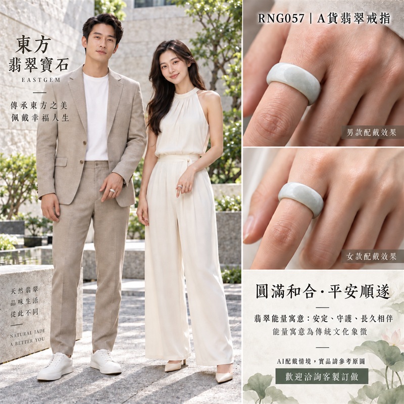 A貨緬甸天然翡翠戒指｜白翡翠戒指 國際圍19｜白色玉韻清雅 簡潔素淨 自然玉石質感 百搭圓戒呈現含蓄之美｜寓意圓滿和合、平安順遂、吉祥如意、福氣常伴、情緣長久｜翡翠玉戒 版指戒 結婚戒指 男女對戒 情侶對戒｜可客製訂做翡翠戒指、吊墜、玉珮、項鍊｜RNG057｜附A貨翡翠雙證書2