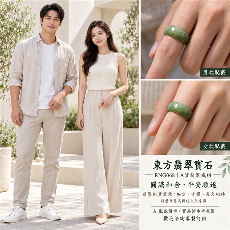 A貨緬甸天然翡翠戒指｜綠色糯種油青翡翠戒指 國際圍21｜油青色調沉穩 含蓄綠意耐看 糯種溫潤觀感 簡約戒形展現典雅氣韻｜寓意圓滿和合、平安順遂、吉祥如意、福氣常伴、情緣長久｜翡翠玉戒 版指戒 結婚戒指 男女對戒 情侶對戒｜可客製訂做翡翠戒指、吊墜、玉珮、項鍊｜RNG068｜附A貨翡翠雙證書2