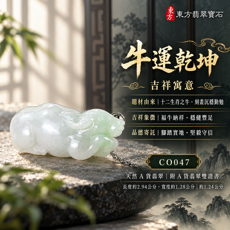 翡翠生肖牛項鍊玉珮|勤勉踏實・穩健進取・事業有成・福運相隨・平安吉祥|天然A貨翡翠・緬甸玉・糯種|牛運乾坤|牛玉珮・牛玉墜・牛吊墜・翡翠牛牌・牛項鍊・緬甸玉項鍊・A貨翡翠項鍊|CO047|男女翡翠項鍊・送禮收藏|客製化訂做翡翠牛玉珮、翡翠牛玉墜、翡翠牛吊墜、翡翠牛項鍊|附A貨翡翠雙證書・東方翡翠寶石 翡翠生肖牛項鍊玉珮|勤勉踏實・穩健進取・事業有成・福運相隨・平安吉祥|天然A貨翡翠・緬甸玉・糯種|牛運乾坤|牛玉珮・牛玉墜・牛吊墜・翡翠牛牌・牛項鍊・緬甸玉項鍊・A貨翡翠項鍊|CO047|男女翡翠項鍊・送禮收藏|客製化訂做翡翠牛玉珮、翡翠牛玉墜、翡翠牛吊墜、翡翠牛項鍊|附A貨翡翠雙證書・東方翡翠寶石