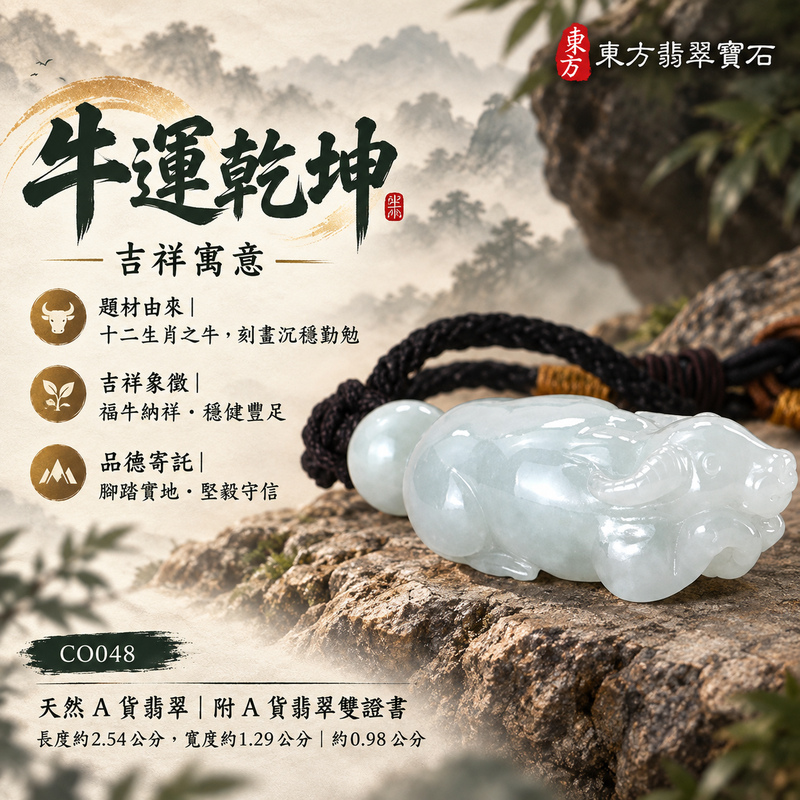 翡翠生肖牛項鍊玉珮|勤勉踏實・穩健進取・事業有成・福運相隨・平安吉祥|天然A貨翡翠・緬甸玉・糯豆種|牛運乾坤|牛玉珮・牛玉墜・牛吊墜・翡翠牛牌・牛項鍊・緬甸玉項鍊・A貨翡翠項鍊|CO048|男女翡翠項鍊・送禮收藏|客製化訂做翡翠牛玉珮、翡翠牛玉墜、翡翠牛吊墜、翡翠牛項鍊|附A貨翡翠雙證書・東方翡翠寶石 翡翠生肖牛項鍊玉珮|勤勉踏實・穩健進取・事業有成・福運相隨・平安吉祥|天然A貨翡翠・緬甸玉・糯豆種|牛運乾坤|牛玉珮・牛玉墜・牛吊墜・翡翠牛牌・牛項鍊・緬甸玉項鍊・A貨翡翠項鍊|CO048|男女翡翠項鍊・送禮收藏|客製化訂做翡翠牛玉珮、翡翠牛玉墜、翡翠牛吊墜、翡翠牛項鍊|附A貨翡翠雙證書・東方翡翠寶石