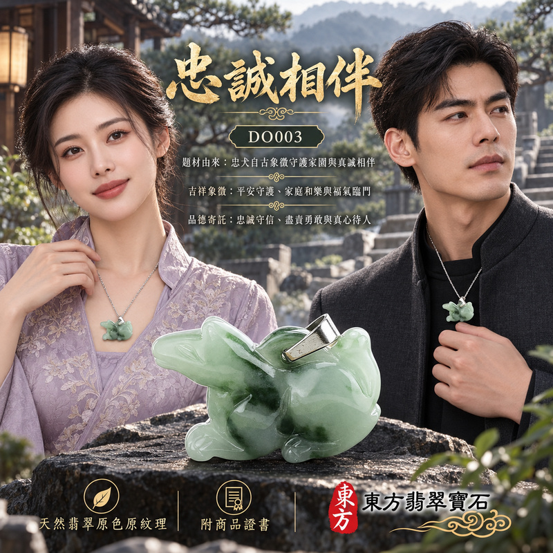 已售出可訂做｜翡翠生肖狗項鍊玉珮｜忠誠守護・旺家納福・事業順遂・福運相隨・平安吉祥｜天然A貨翡翠・緬甸玉・糯種・飄綠花｜狗來富貴｜狗玉珮・狗玉墜・狗吊墜・翡翠狗牌・狗項鍊・緬甸玉項鍊・A貨翡翠項鍊｜DO003｜男女翡翠項鍊・送禮收藏｜客製化訂做翡翠狗玉珮、翡翠狗玉墜、翡翠狗吊墜、翡翠狗項鍊｜附A貨翡翠雙證書・東方翡翠寶石
