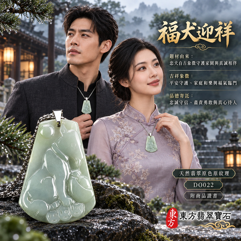已售出可訂做｜翡翠生肖狗項鍊玉珮｜忠誠守護・旺家納福・事業順遂・福運相隨・平安吉祥｜天然A貨翡翠・緬甸玉・綠色・糯種｜狗來富貴｜狗玉珮・狗玉墜・狗吊墜・翡翠狗牌・狗項鍊・緬甸玉項鍊・A貨翡翠項鍊｜DO022｜男女翡翠項鍊・送禮收藏｜客製化訂做翡翠狗玉珮、翡翠狗玉墜、翡翠狗吊墜、翡翠狗項鍊｜附A貨翡翠雙證書・東方翡翠寶石