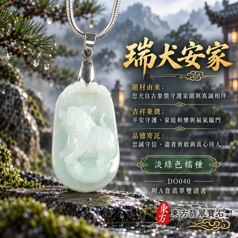翡翠生肖狗項鍊玉珮|忠誠守護・旺家納福・事業順遂・福運相隨・平安吉祥|天然A貨翡翠・淡綠色・糯種|狗來富貴|狗玉珮・狗玉墜・狗吊墜・翡翠狗牌・狗項鍊・緬甸玉項鍊・A貨翡翠項鍊|DO040|男女翡翠項鍊・送禮收藏|客製化訂做翡翠狗玉珮、翡翠狗玉墜、翡翠狗吊墜、翡翠狗項鍊|附A貨翡翠雙證書・東方翡翠寶石 翡翠生肖狗項鍊玉珮|忠誠守護・旺家納福・事業順遂・福運相隨・平安吉祥|天然A貨翡翠・淡綠色・糯種|狗來富貴|狗玉珮・狗玉墜・狗吊墜・翡翠狗牌・狗項鍊・緬甸玉項鍊・A貨翡翠項鍊|DO040|男女翡翠項鍊・送禮收藏|客製化訂做翡翠狗玉珮、翡翠狗玉墜、翡翠狗吊墜、翡翠狗項鍊|附A貨翡翠雙證書・東方翡翠寶石