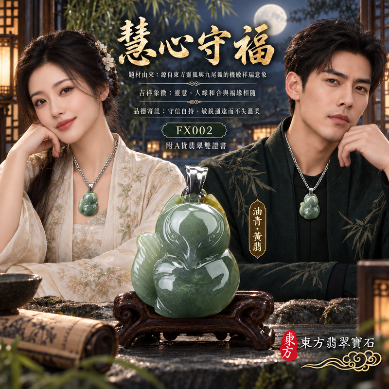 已售出可訂做｜翡翠狐狸項鍊玉珮｜靈巧敏銳・智慧圓融・和合順遂・福運相隨・平安吉祥｜天然A貨翡翠・緬甸玉・油青・黃翡・油青種・帶黃翡｜狐狸｜狐狸玉珮・狐狸玉墜・狐狸吊墜・翡翠狐狸牌・狐狸項鍊・緬甸玉項鍊・A貨翡翠項鍊｜FX002｜男女翡翠項鍊・送禮收藏｜客製化訂做翡翠狐狸玉珮、翡翠狐狸玉墜、翡翠狐狸吊墜、翡翠狐狸項鍊｜附A貨翡翠雙證書・東方翡翠寶石