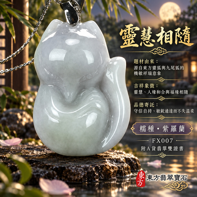 已售出可訂做｜翡翠狐狸項鍊玉珮｜靈巧敏銳・智慧圓融・和合順遂・福運相隨・平安吉祥｜天然A貨翡翠・緬甸玉・紫羅蘭・糯種・帶紫羅蘭｜狐狸｜狐狸玉珮・狐狸玉墜・狐狸吊墜・翡翠狐狸牌・狐狸項鍊・緬甸玉項鍊・A貨翡翠項鍊｜FX007｜男女翡翠項鍊・送禮收藏｜客製化訂做翡翠狐狸玉珮、翡翠狐狸玉墜、翡翠狐狸吊墜、翡翠狐狸項鍊｜附A貨翡翠雙證書・東方翡翠寶石