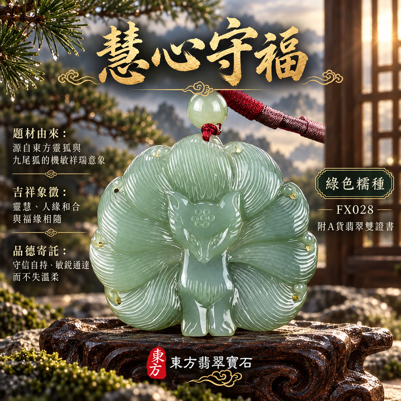 翡翠狐狸項鍊玉珮|靈巧敏銳・智慧圓融・和合順遂・福運相隨・平安吉祥・招財納福・福壽安康・九尾呈祥|天然A貨翡翠・緬甸玉・綠色・糯種|九尾狐狸、招財、人緣、桃花,狐仙|狐狸玉珮・狐狸玉墜・狐狸吊墜・翡翠狐狸牌・狐狸項鍊・緬甸玉項鍊・A貨翡翠項鍊|FX028|男女翡翠項鍊・送禮收藏|客製化訂做翡翠狐狸玉珮、翡翠狐狸玉墜、翡翠狐狸吊墜、翡翠狐狸項鍊|附A貨翡翠雙證書・東方翡翠寶石 翡翠狐狸項鍊玉珮|靈巧敏銳・智慧圓融・和合順遂・福運相隨・平安吉祥・招財納福・福壽安康・九尾呈祥|天然A貨翡翠・緬甸玉・綠色・糯種|九尾狐狸、招財、人緣、桃花,狐仙|狐狸玉珮・狐狸玉墜・狐狸吊墜・翡翠狐狸牌・狐狸項鍊・緬甸玉項鍊・A貨翡翠項鍊|FX028|男女翡翠項鍊・送禮收藏|客製化訂做翡翠狐狸玉珮、翡翠狐狸玉墜、翡翠狐狸吊墜、翡翠狐狸項鍊|附A貨翡翠雙證書・東方翡翠寶石