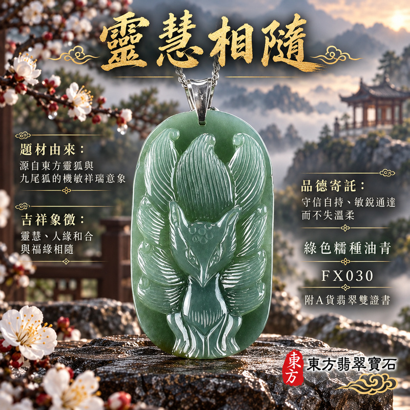 翡翠狐狸項鍊玉珮|靈巧敏銳・智慧圓融・和合順遂・福運相隨・平安吉祥・招財納福・福壽安康・九尾呈祥|天然A貨翡翠・緬甸玉・綠色・油青・糯種|九尾狐狸、招財、人緣、桃花,狐仙|狐狸玉珮・狐狸玉墜・狐狸吊墜・翡翠狐狸牌・狐狸項鍊・緬甸玉項鍊・A貨翡翠項鍊|FX030|男女翡翠項鍊・送禮收藏|客製化訂做翡翠狐狸玉珮、翡翠狐狸玉墜、翡翠狐狸吊墜、翡翠狐狸項鍊|附A貨翡翠雙證書・東方翡翠寶石 翡翠狐狸項鍊玉珮|靈巧敏銳・智慧圓融・和合順遂・福運相隨・平安吉祥・招財納福・福壽安康・九尾呈祥|天然A貨翡翠・緬甸玉・綠色・油青・糯種|九尾狐狸、招財、人緣、桃花,狐仙|狐狸玉珮・狐狸玉墜・狐狸吊墜・翡翠狐狸牌・狐狸項鍊・緬甸玉項鍊・A貨翡翠項鍊|FX030|男女翡翠項鍊・送禮收藏|客製化訂做翡翠狐狸玉珮、翡翠狐狸玉墜、翡翠狐狸吊墜、翡翠狐狸項鍊|附A貨翡翠雙證書・東方翡翠寶石