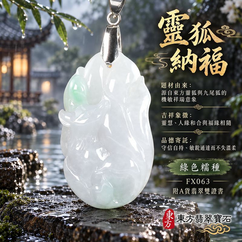 翡翠狐狸項鍊玉珮|靈巧敏銳・智慧圓融・和合順遂・福運相隨・平安吉祥・招財納福・福壽安康・九尾呈祥|天然A貨翡翠・緬甸玉・綠色・糯種|九尾狐狸、招財、人緣、桃花,狐仙|狐狸玉珮・狐狸玉墜・狐狸吊墜・翡翠狐狸牌・狐狸項鍊・緬甸玉項鍊・A貨翡翠項鍊|FX063|男女翡翠項鍊・送禮收藏|客製化訂做翡翠狐狸玉珮、翡翠狐狸玉墜、翡翠狐狸吊墜、翡翠狐狸項鍊|附A貨翡翠雙證書・東方翡翠寶石 翡翠狐狸項鍊玉珮|靈巧敏銳・智慧圓融・和合順遂・福運相隨・平安吉祥・招財納福・福壽安康・九尾呈祥|天然A貨翡翠・緬甸玉・綠色・糯種|九尾狐狸、招財、人緣、桃花,狐仙|狐狸玉珮・狐狸玉墜・狐狸吊墜・翡翠狐狸牌・狐狸項鍊・緬甸玉項鍊・A貨翡翠項鍊|FX063|男女翡翠項鍊・送禮收藏|客製化訂做翡翠狐狸玉珮、翡翠狐狸玉墜、翡翠狐狸吊墜、翡翠狐狸項鍊|附A貨翡翠雙證書・東方翡翠寶石