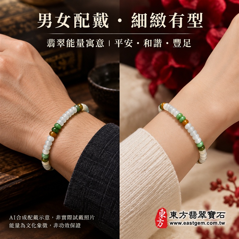 三色算盤珠翡翠手鍊、三色算盤珠緬甸玉手鍊|白綠黃三色翡翠珠子、珠徑約5.5mm小巧算盤珠、圓潤扁形、細緻串連|柔白映綠、蜜黃點綴、溫潤光澤、自然玉石紋理、清雅秀氣|精打細算、聚福納財、富足喜悅、平安和諧、圓滿順心吉祥寓意|男女日常配戴、簡約穿搭、生日紀念送禮、自戴珍藏|客製化翡翠手鍊、翡翠手珠、翡翠珠串、翡翠珠子、緬甸玉手鍊、緬甸玉珠串、緬甸玉珠子與緬甸玉手珠搭配設計|附A貨翡翠雙證書|東方翡翠寶石|OPP014-2 三色算盤珠翡翠手鍊、三色算盤珠緬甸玉手鍊|白綠黃三色翡翠珠子、珠徑約5.5mm小巧算盤珠、圓潤扁形、細緻串連|柔白映綠、蜜黃點綴、溫潤光澤、自然玉石紋理、清雅秀氣|精打細算、聚福納財、富足喜悅、平安和諧、圓滿順心吉祥寓意|男女日常配戴、簡約穿搭、生日紀念送禮、自戴珍藏|客製化翡翠手鍊、翡翠手珠、翡翠珠串、翡翠珠子、緬甸玉手鍊、緬甸玉珠串、緬甸玉珠子與緬甸玉手珠搭配設計|附A貨翡翠雙證書|東方翡翠寶石|OPP014-2