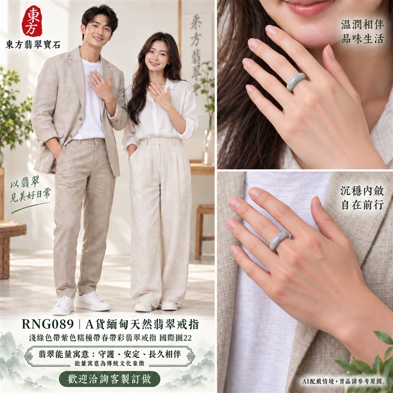 A貨緬甸天然翡翠戒指|淺綠色帶紫色糯種帶春帶彩翡翠戒指 國際圍22|淡雅紫韻 配色柔和 溫潤玉質觀感|寓意紫氣東來、圓滿和合、平安順遂、吉祥如意、福氣常伴、情緣長久|翡翠玉戒 版指戒 結婚戒指 男女對戒 情侶對戒|可客製訂做翡翠戒指、吊墜、玉珮、項鍊|RNG089|附A貨翡翠雙證書2 A貨緬甸天然翡翠戒指|淺綠色帶紫色糯種帶春帶彩翡翠戒指 國際圍22|淡雅紫韻 配色柔和 溫潤玉質觀感|寓意紫氣東來、圓滿和合、平安順遂、吉祥如意、福氣常伴、情緣長久|翡翠玉戒 版指戒 結婚戒指 男女對戒 情侶對戒|可客製訂做翡翠戒指、吊墜、玉珮、項鍊|RNG089|附A貨翡翠雙證書2