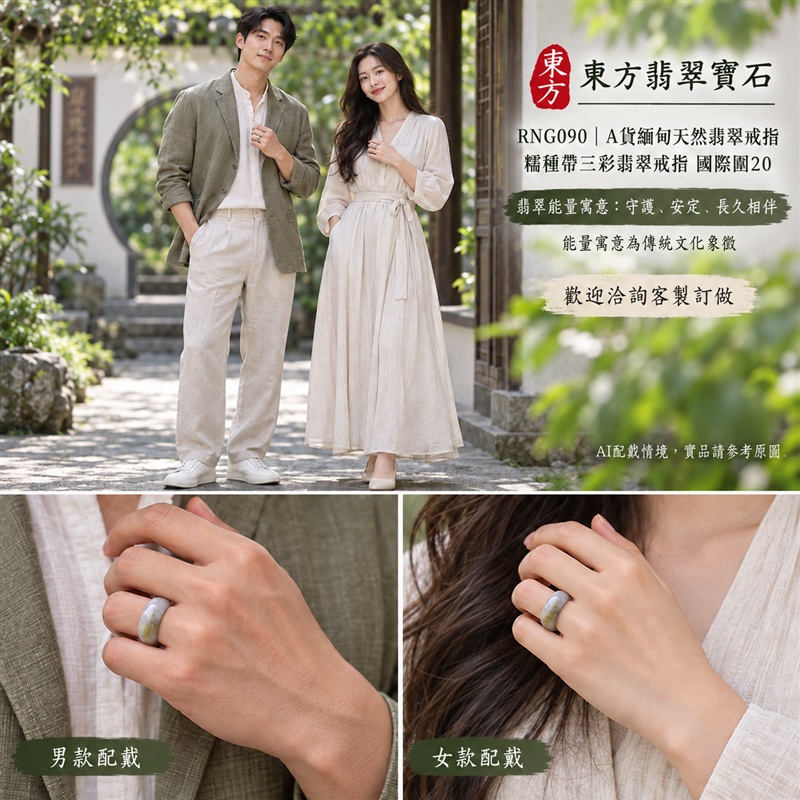 A貨緬甸天然翡翠戒指|糯種帶三彩翡翠戒指 國際圍20|三彩交映 色彩層次豐富 溫潤玉質觀感|寓意圓滿和合、平安順遂、吉祥如意、福氣常伴、情緣長久|翡翠玉戒 版指戒 結婚戒指 男女對戒 情侶對戒|可客製訂做翡翠戒指、吊墜、玉珮、項鍊|RNG090|附A貨翡翠雙證書2 A貨緬甸天然翡翠戒指|糯種帶三彩翡翠戒指 國際圍20|三彩交映 色彩層次豐富 溫潤玉質觀感|寓意圓滿和合、平安順遂、吉祥如意、福氣常伴、情緣長久|翡翠玉戒 版指戒 結婚戒指 男女對戒 情侶對戒|可客製訂做翡翠戒指、吊墜、玉珮、項鍊|RNG090|附A貨翡翠雙證書2