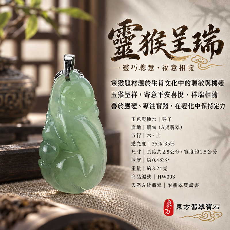 已售出可訂做|翡翠生肖猴項鍊玉珮|聰慧靈巧・積極進取・福運相隨・前程順遂・平安吉祥・封侯進祿|天然A貨翡翠・緬甸玉・淡綠・細糯種|猴運亨通|猴玉珮・猴玉墜・猴吊墜・翡翠猴牌・猴項鍊・緬甸玉項鍊・A貨翡翠項鍊|HW003|男女翡翠項鍊・送禮收藏|客製化訂做翡翠猴玉珮、翡翠猴玉墜、翡翠猴吊墜、翡翠猴項鍊|附A貨翡翠雙證書・東方翡翠寶石 已售出可訂做|翡翠生肖猴項鍊玉珮|聰慧靈巧・積極進取・福運相隨・前程順遂・平安吉祥・封侯進祿|天然A貨翡翠・緬甸玉・淡綠・細糯種|猴運亨通|猴玉珮・猴玉墜・猴吊墜・翡翠猴牌・猴項鍊・緬甸玉項鍊・A貨翡翠項鍊|HW003|男女翡翠項鍊・送禮收藏|客製化訂做翡翠猴玉珮、翡翠猴玉墜、翡翠猴吊墜、翡翠猴項鍊|附A貨翡翠雙證書・東方翡翠寶石
