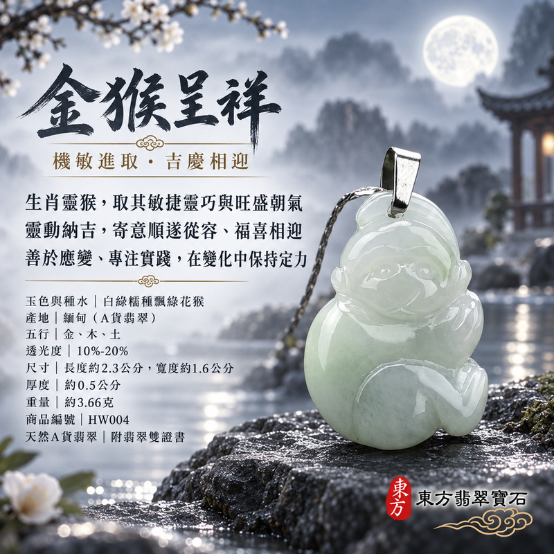 已售出可訂做|翡翠生肖猴項鍊玉珮|聰慧靈巧・積極進取・福運相隨・前程順遂・平安吉祥・封侯進祿|天然A貨翡翠・緬甸玉・白綠・糯種・飄綠花|猴運亨通|猴玉珮・猴玉墜・猴吊墜・翡翠猴牌・猴項鍊・緬甸玉項鍊・A貨翡翠項鍊|HW004|男女翡翠項鍊・送禮收藏|客製化訂做翡翠猴玉珮、翡翠猴玉墜、翡翠猴吊墜、翡翠猴項鍊|附A貨翡翠雙證書・東方翡翠寶石 已售出可訂做|翡翠生肖猴項鍊玉珮|聰慧靈巧・積極進取・福運相隨・前程順遂・平安吉祥・封侯進祿|天然A貨翡翠・緬甸玉・白綠・糯種・飄綠花|猴運亨通|猴玉珮・猴玉墜・猴吊墜・翡翠猴牌・猴項鍊・緬甸玉項鍊・A貨翡翠項鍊|HW004|男女翡翠項鍊・送禮收藏|客製化訂做翡翠猴玉珮、翡翠猴玉墜、翡翠猴吊墜、翡翠猴項鍊|附A貨翡翠雙證書・東方翡翠寶石
