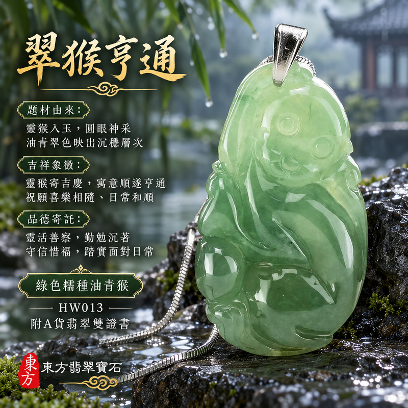 已售出可訂做|翡翠生肖猴項鍊玉珮|聰慧靈巧・積極進取・福運相隨・前程順遂・平安吉祥・封侯進祿|天然A貨翡翠・緬甸玉・綠色・油青・糯種|猴運亨通|猴玉珮・猴玉墜・猴吊墜・翡翠猴牌・猴項鍊・緬甸玉項鍊・A貨翡翠項鍊|HW013|男女翡翠項鍊・送禮收藏|客製化訂做翡翠猴玉珮、翡翠猴玉墜、翡翠猴吊墜、翡翠猴項鍊|附A貨翡翠雙證書・東方翡翠寶石 已售出可訂做|翡翠生肖猴項鍊玉珮|聰慧靈巧・積極進取・福運相隨・前程順遂・平安吉祥・封侯進祿|天然A貨翡翠・緬甸玉・綠色・油青・糯種|猴運亨通|猴玉珮・猴玉墜・猴吊墜・翡翠猴牌・猴項鍊・緬甸玉項鍊・A貨翡翠項鍊|HW013|男女翡翠項鍊・送禮收藏|客製化訂做翡翠猴玉珮、翡翠猴玉墜、翡翠猴吊墜、翡翠猴項鍊|附A貨翡翠雙證書・東方翡翠寶石
