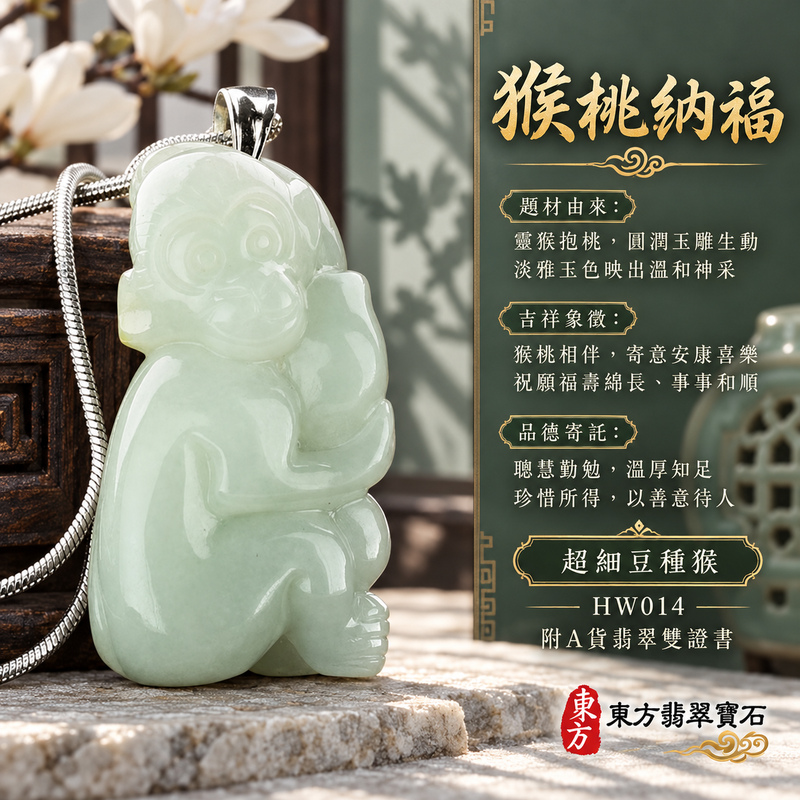 已售出可訂做|翡翠生肖猴項鍊玉珮|聰慧靈巧・積極進取・福運相隨・前程順遂・平安吉祥・福壽安康・封侯進祿|天然A貨翡翠・緬甸玉・細豆種|猴運亨通,猴抱壽桃|猴玉珮・猴玉墜・猴吊墜・翡翠猴牌・猴項鍊・緬甸玉項鍊・A貨翡翠項鍊|HW014|男女翡翠項鍊・送禮收藏|客製化訂做翡翠猴玉珮、翡翠猴玉墜、翡翠猴吊墜、翡翠猴項鍊|附A貨翡翠雙證書・東方翡翠寶石 已售出可訂做|翡翠生肖猴項鍊玉珮|聰慧靈巧・積極進取・福運相隨・前程順遂・平安吉祥・福壽安康・封侯進祿|天然A貨翡翠・緬甸玉・細豆種|猴運亨通,猴抱壽桃|猴玉珮・猴玉墜・猴吊墜・翡翠猴牌・猴項鍊・緬甸玉項鍊・A貨翡翠項鍊|HW014|男女翡翠項鍊・送禮收藏|客製化訂做翡翠猴玉珮、翡翠猴玉墜、翡翠猴吊墜、翡翠猴項鍊|附A貨翡翠雙證書・東方翡翠寶石
